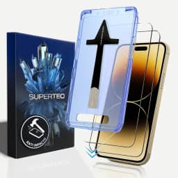 Película INSTALA FÁCIL para iPhone Anti impacto ULTRA RESISTENTE com case de alinhamento Não trinca e não estilhaça oleofóbica anti digital SafeCare UltraHD (iPhone 14)