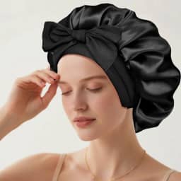 Touca de cetim ajustável para mulheres – segura – touca de dormir para proteger o cabelo durante a noite, 1 pacote de acessórios de cabeça noturnos macios para tipos de cabelo cacheado/liso