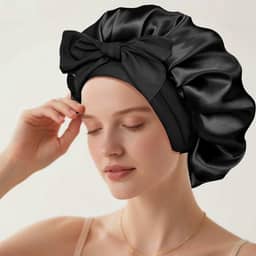 Touca de cetim ajustável para mulheres – segura – touca de dormir para proteger o cabelo durante a noite, 1 pacote de acessórios de cabeça noturnos macios para tipos de cabelo cacheado/liso