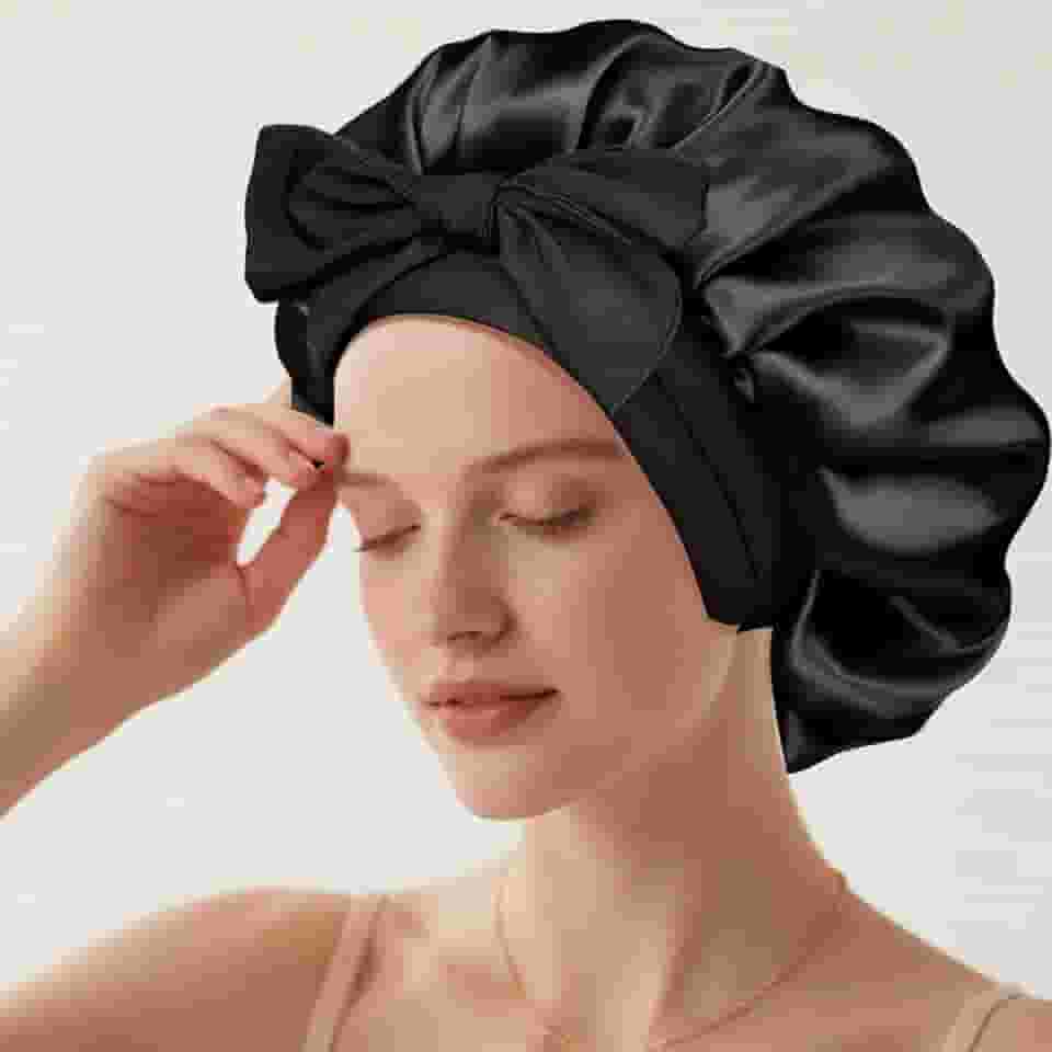 Touca de cetim ajustável para mulheres – segura – touca de dormir para proteger o cabelo durante a noite, 1 pacote de acessórios de cabeça noturnos macios para tipos de cabelo cacheado/liso