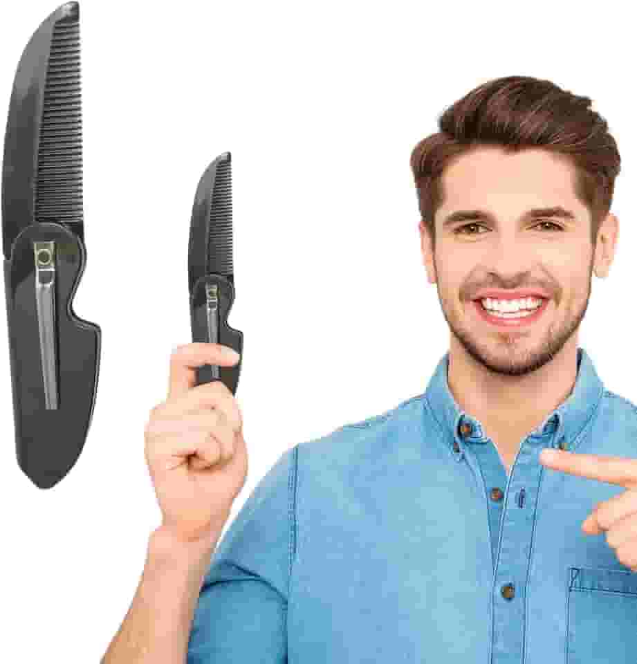 Pente dobrável para bigode, pente de barba compacto para homens, ferramenta portátil de cuidados com os cabelos e cuidados com os cabelos, essencial para viagens