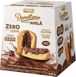 Panettone Recheado com Creme de Avelã Sem Glúten Sem Açúcar Aminna 240g