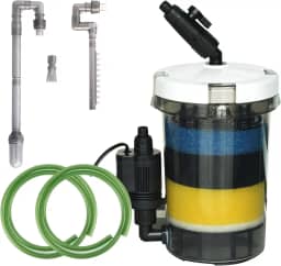 Filtro de recipiente de 105 GPH, filtro externo de aquário ultra-silencioso, máquina de limpeza de circulação de água com bomba de água, filtragem de 4 camadas para tanques de peixes e