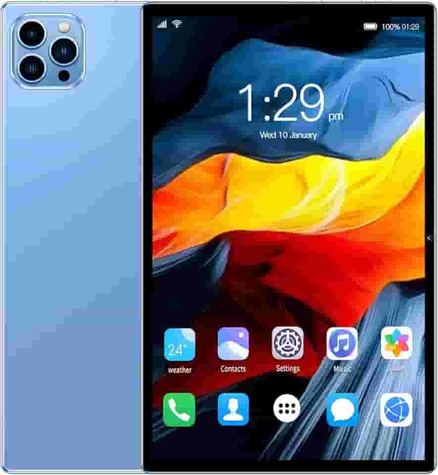 Tablet V62 10.1" FHD Android 12, MTK6797, Câmera 24MP, Bateria 8000mAh – Modelos com 6GB, 8GB, 12GB RAM e até 512GB – Sem Marca – Com Tela Full HD (Azul, 8+256)