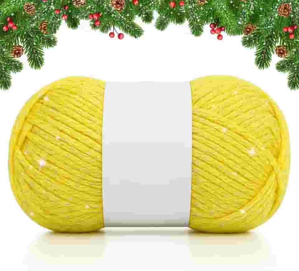 Timgle Fio brilhante de 50 g para crochê e tricô; fio de 70 m para iniciantes com pontos fáceis de ver bonecas, cachecóis, bolsas, almofadas (amarelo)