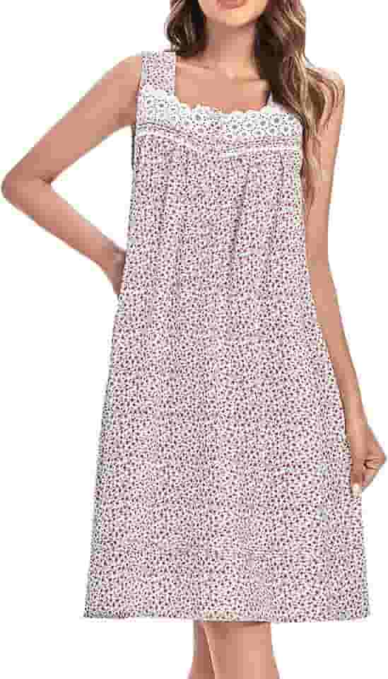 Camisola feminina sem mangas de algodão confortável camisola vitoriana leve