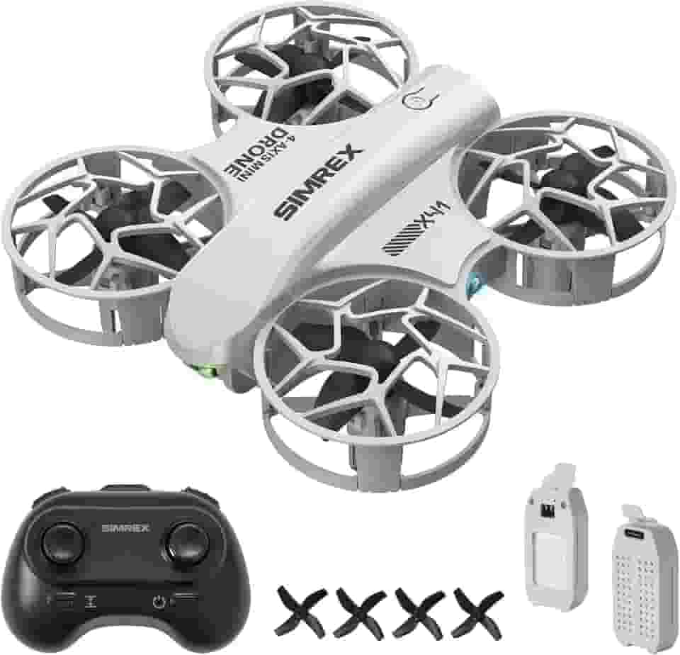 SIMREX Mini drone de controle remoto com câmera, drone dobrável quadricóptero RC, mini drone com retenção de altitude, presentes para crianças, adultos, iniciantes (cinza)