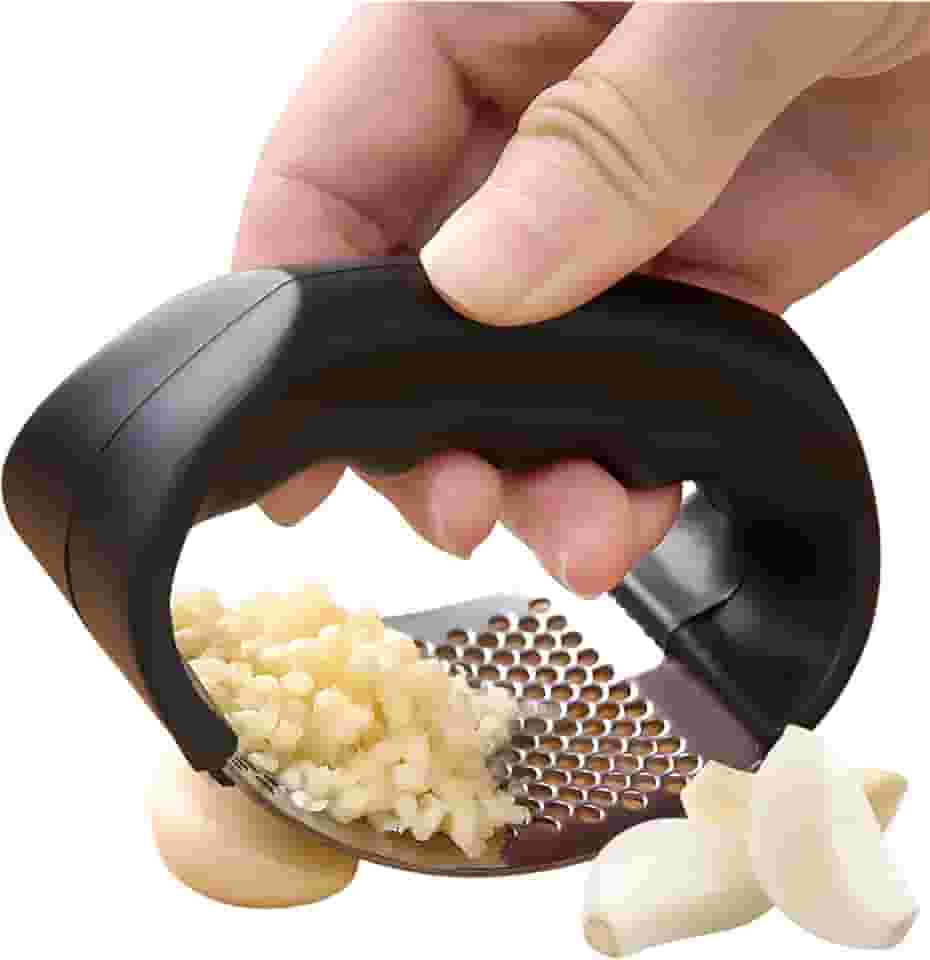 Amassador de Alho Manual em Aço Inox – Espremedor/Triturador Ergonômico para Cozinha, Portátil, Inoxidável, Antiferrugem, Fácil de Limpar, Compatível com Lava-Louças