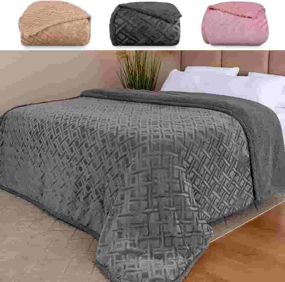 Coberdrom Edredom Manta King Aveludado com Sherpa Soft Dupla face - BF Colchões