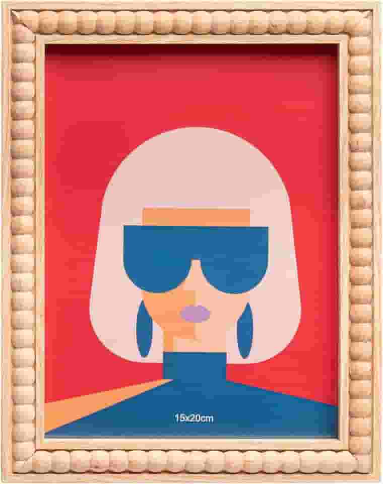 LYOR - Porta-Retrato de Mdf Balls Natural 10cm x 15cm