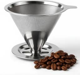 Coador De Café Reutilizável Em Aço Inox Com Suporte, Malha Ultrafina Lavável, Portátil, Sustentável, Dispensa Filtro De Papel, Ideal Para Cafés Coados, Econômico E Ecológico