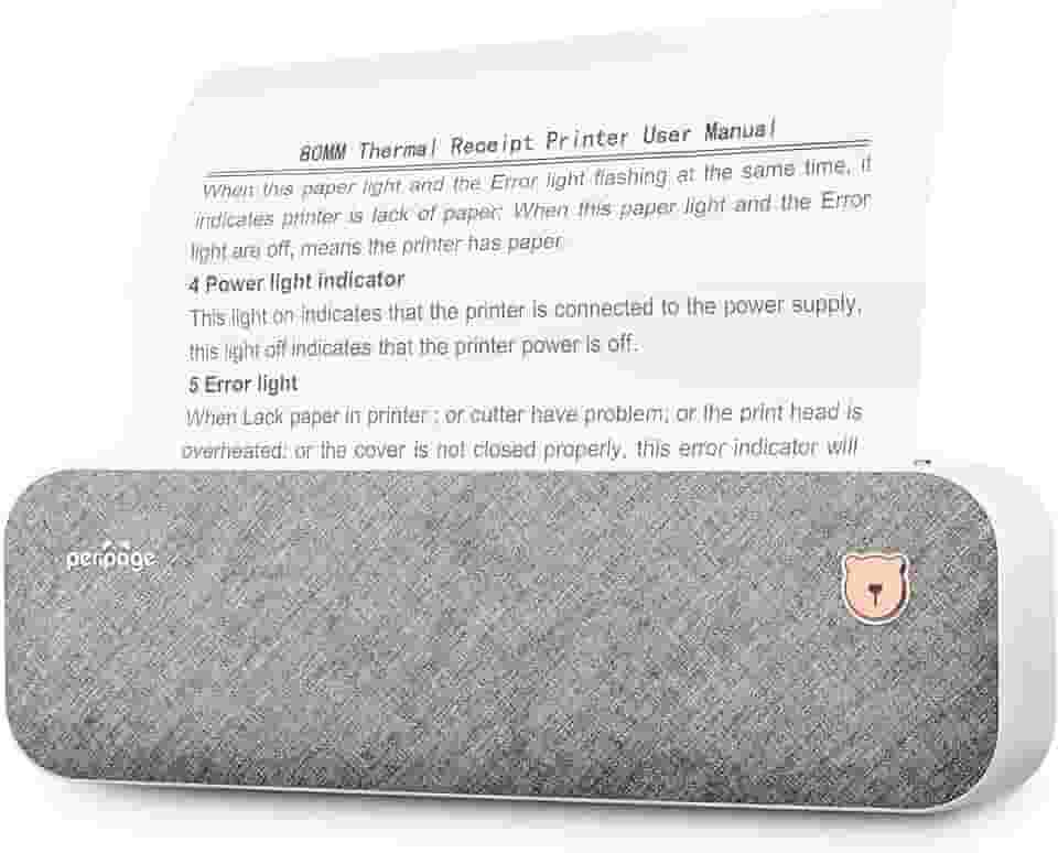 PeriPage Impressora Portátil A4 Sem Fio, Monocromática, Compatível com Android e iOS, Suporta Largura de Papel de 2''/3''/4''