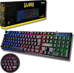 Teclado Gamer RGB LED Rainbow MTS • Membrana • Anti-Ghosting • ABNT-2 • USB-A • Multimídia FN 12 Teclas • Ideal para Jogos e Digitação • Setup Gamer • Elegante • Premium