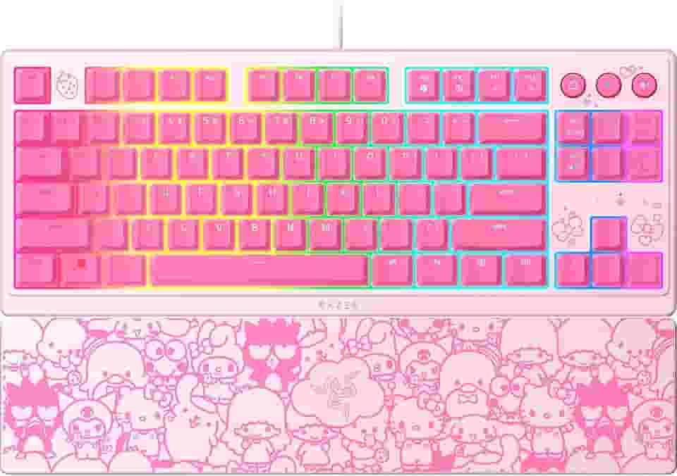 Razer Teclado para jogos Ornata V3 TKL: teclas de perfil baixo - Interruptores de membrana mecânica - Teclas revestidas com UV - Teclas de mídia retroiluminadas - Iluminação RGB de 8 zonas - Cinta