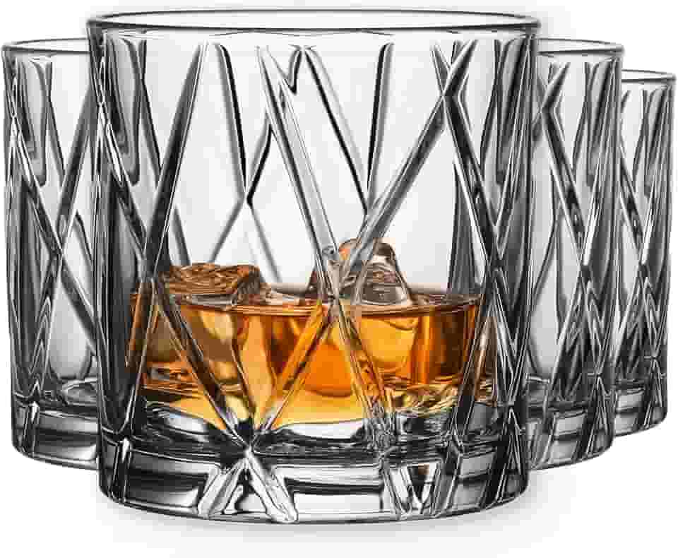Orrefors City Double Old Fashioned Glass (conjunto de 4) - 29 ml, design assimétrico, vidro para uísque, bourbon, gin, servir coquetéis e margaritas, lavável na lava-louças
