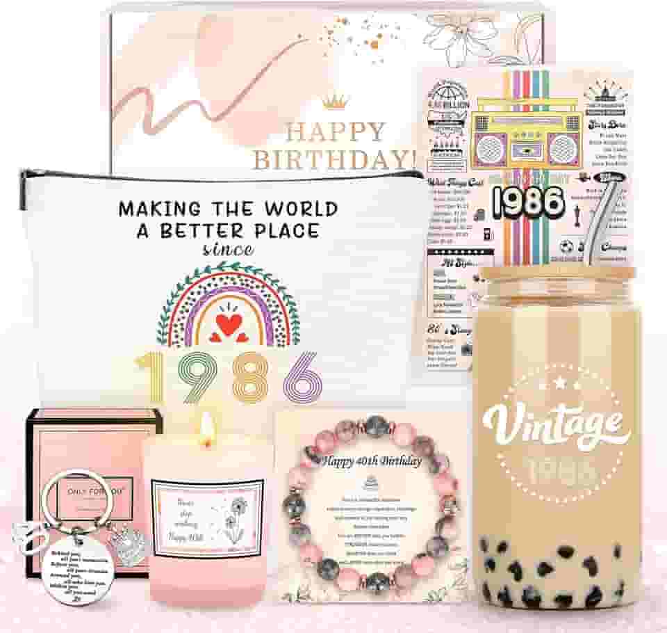 Presentes de aniversário de 40 anos para mulheres 40 anos e fabulosas ideias de presente para mulheres 40 anos feliz aniversário 40 anos decoração cesta de presente com copo vela bolsa pulseira