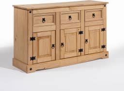 Balcão Buffet Grande em Madeira Maciça – 3 Gavetas e 3 Portas, Estilo Rústico e Aconchegante