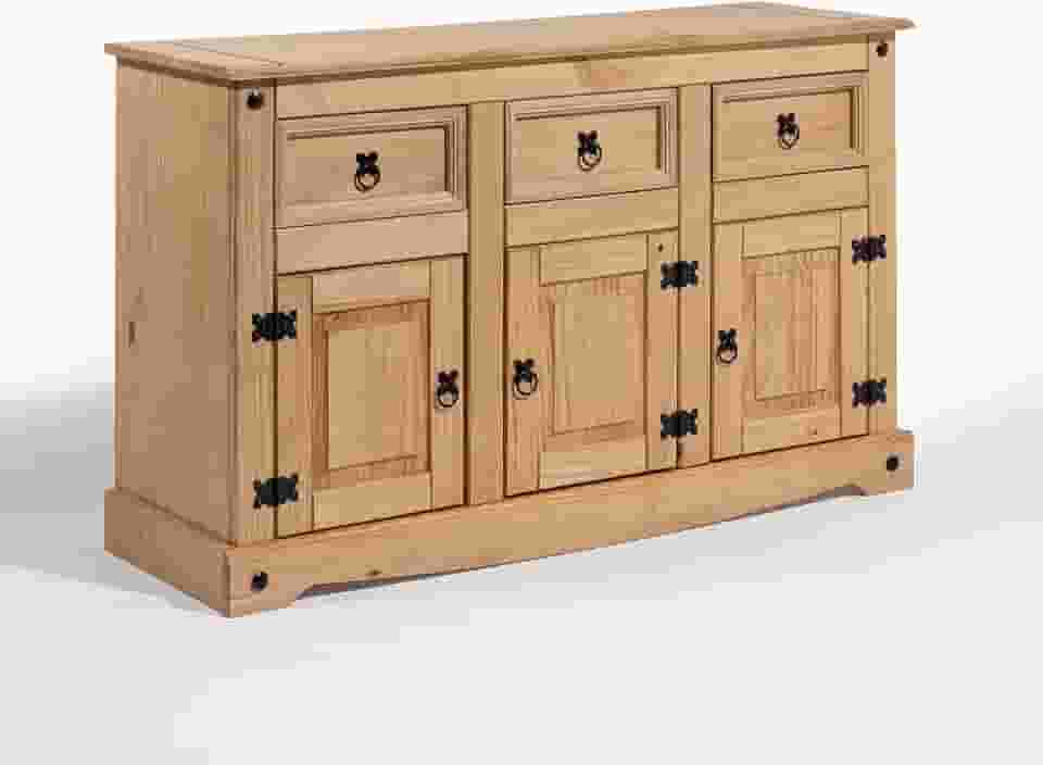 Balcão Buffet Grande em Madeira Maciça – 3 Gavetas e 3 Portas, Estilo Rústico e Aconchegante