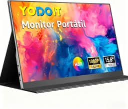 Yodoit Monitor Portátil 15,6" 1080P 100% SRGB FHD Tela com Porta USB Tipo C HDMI com Capa Inteligente Compatível com Laptop, PC, MacBook, Xbox, PS5, Phone