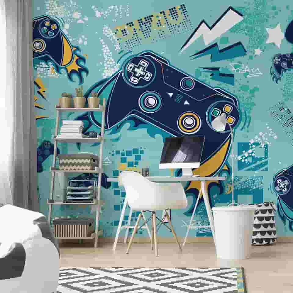 Papel de Parede Gamer Painel Video Game Controles cobre 9m²