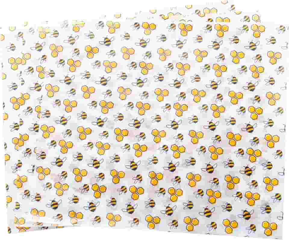 LYOR - Conjunto de 50 Unidades de Papel Manteiga Estampado Bee 24,5cm x 21cm