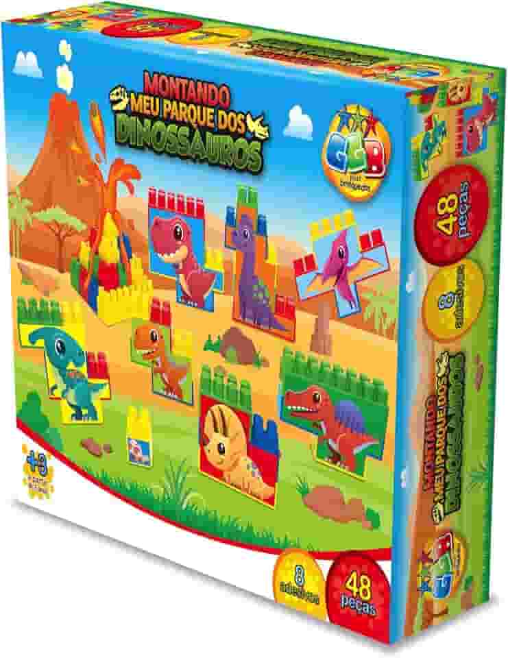 Blocos de Montar Montando Meu Parque do Dinossauro 48 Peças, GGB Plast, 361, Multicor