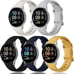 Pulseira para Samsung Galaxy Watch 7 6 5 4 FE 40mm 44mm / Watch 6/4 Classic 47mm 43mm 46mm 42mm e Watch 5 Pro 45mm, pulseira esportiva silicone à prova d'água para homens e mulheres, 5 Pacote
