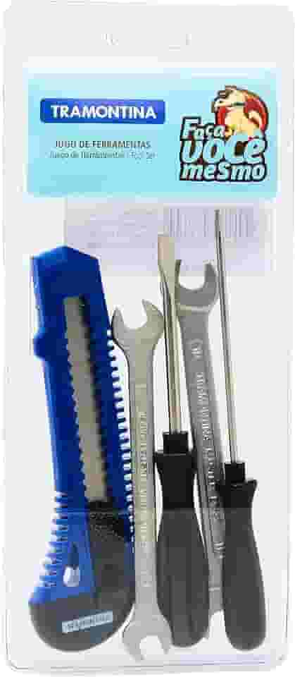 Tramontina 43408505, Kit Ferramentas 5 Peças com 2 Chaves de Fenda 1 Estilete 2 Chaves Fixas, Uso Domestico