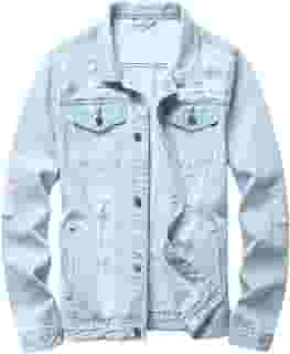 Jaqueta jeans masculina rasgada slim jaqueta masculina