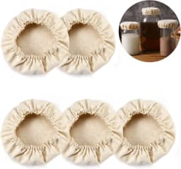 Capas de pano para frascos iniciais de fermentação de fermentação de kefir de kombucha ou tampas de tecido de queijo para fermentação de kefir de 7,6 a 10 cm, pacote com 5