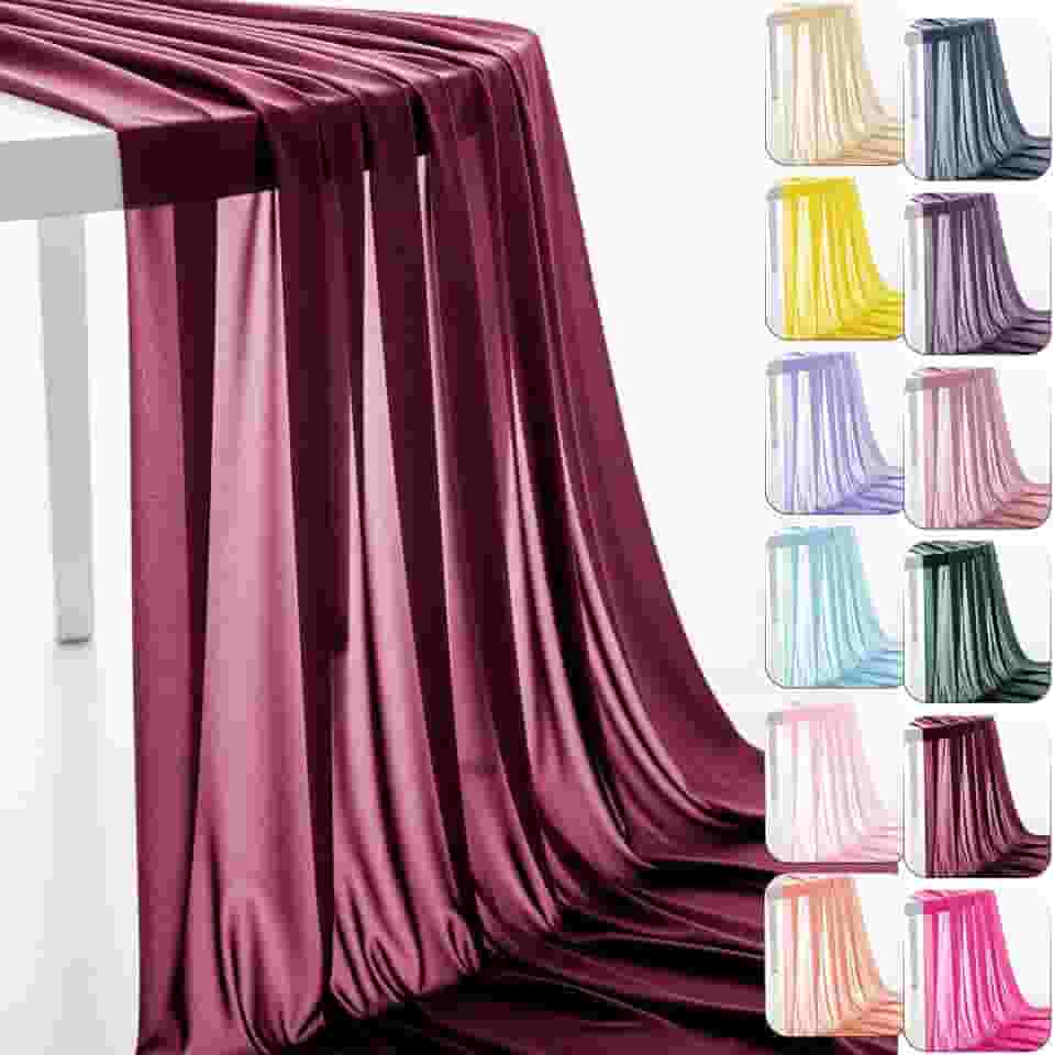 Tecido de chiffon de 152 cm da The Yard Tecido transparente pré-cortado para arco de casamento tecido drapeado cortina cachecol decoração de pano de fundo de festa decoração de teto (vinho, 1 jarda)