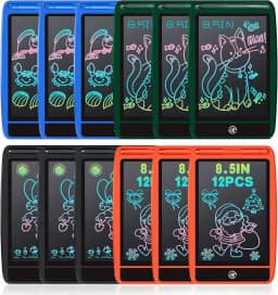DJZZ Pacote com 12 tabletes de escrita LCD de 8,5 polegadas para crianças, bloco de desenho colorido, quadro de rabisco, esboço, bloco de notas eletrônico, bloco de anotações para aprendizado