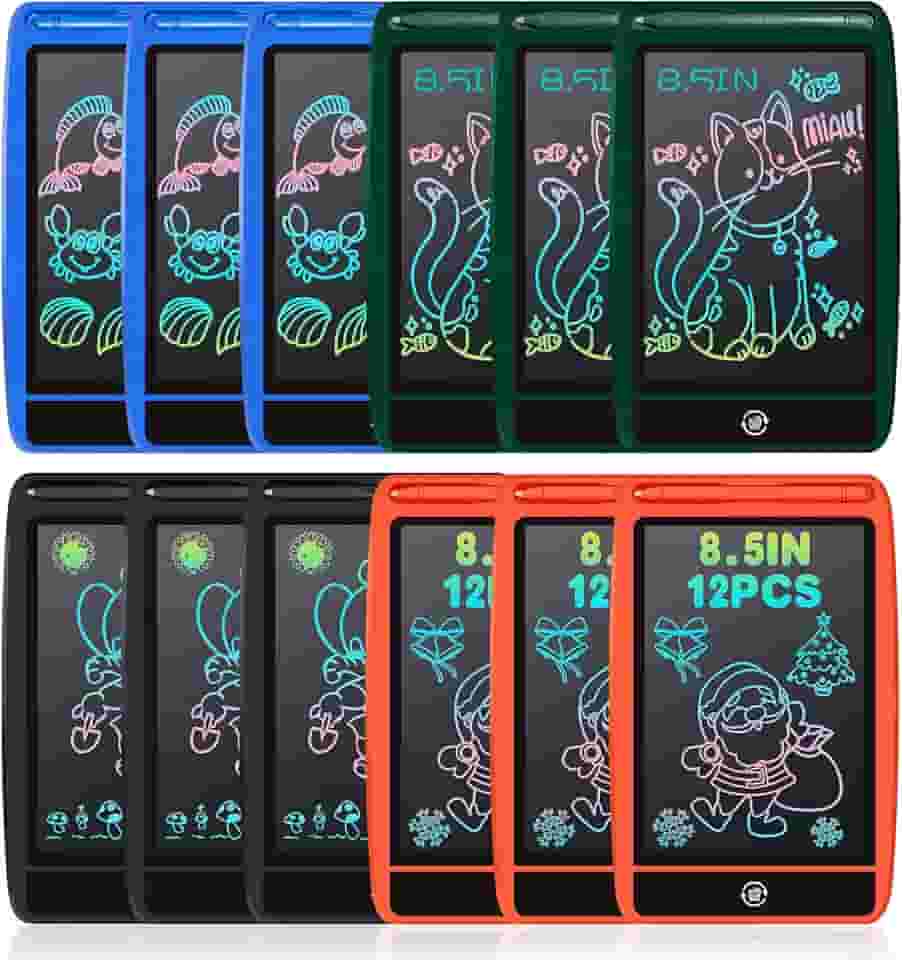 DJZZ Pacote com 12 tabletes de escrita LCD de 8,5 polegadas para crianças, bloco de desenho colorido, quadro de rabisco, esboço, bloco de notas eletrônico, bloco de anotações para aprendizado