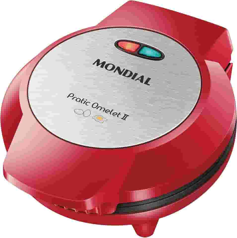 MONDIAL Omeleteira Pratic Omelet II, Vermelho/Inox, 800W, 110V - OM-04-RI