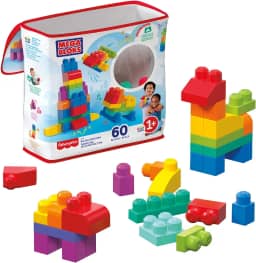 Mega Bloks Jogo de Construção Bolsa Clássica com 60 Blocos para crianças a partir de 1 ano