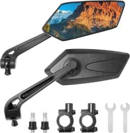 EcoE Novo espelho de guidão para bicicleta, espelho retrovisor giratório ajustável, espelho de vidro transparente dobrável seguro para bicicleta de estrada de montanha, bicicleta, motocicleta elétrica