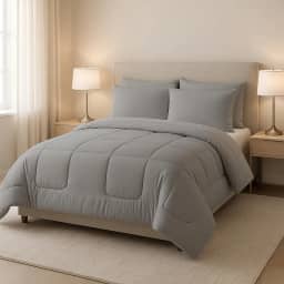 Kit Edredom Casal Jogo de Cama Leve Para Verão (6 Peças, Cinza)