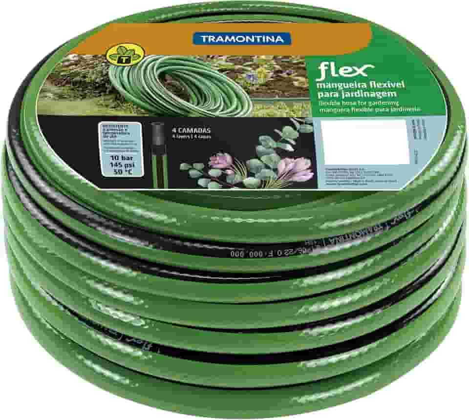 MANGUEIRA JARDIM FLEX ESPECIAL LISTRADA EM PVC, SEM ENGATES, COM 10 METROS
