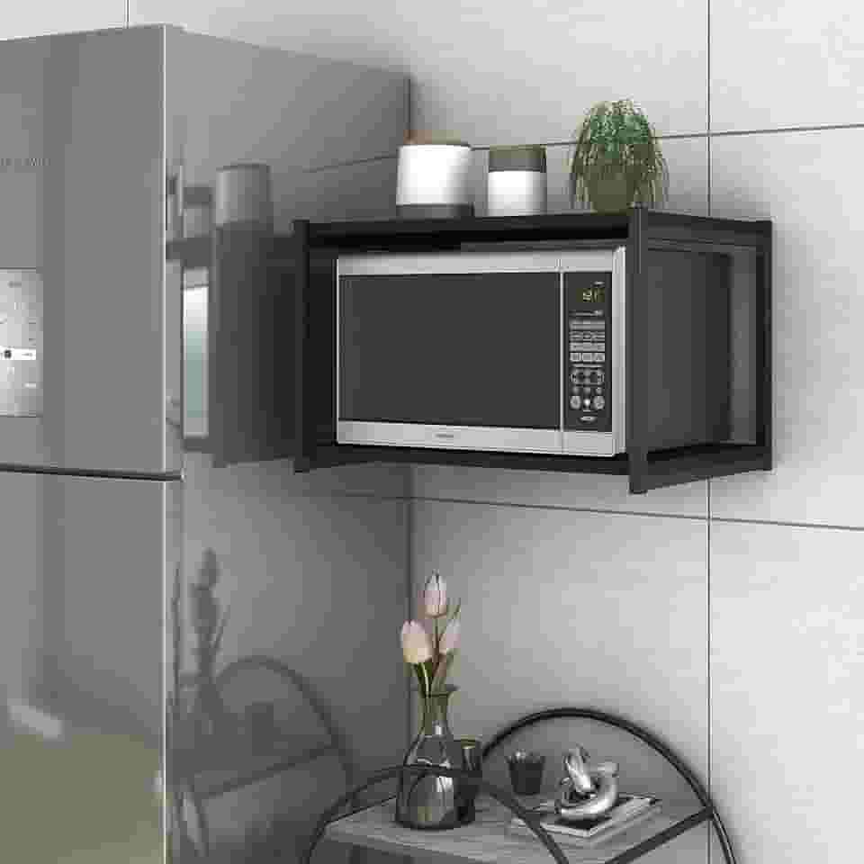 Nicho Suspenso Suporte Micro Ondas Cozinha Luxo (Preto)