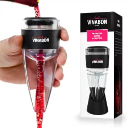 VINABON Aerador de vinho tinto – Decantador de vinho premium 2025 de qualidade profissional com aerador – Melhora o sabor do vinho, filtra impurezas, evita gotejamentos e derramamentos. Inclui ebook