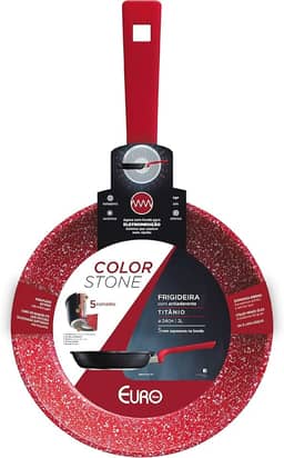 Euro Home - Frigideira 24 cm de Alumínio com Antiaderente ColorStone Titânio - ALU8303-TI