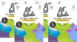 Etiquetas de roupas, nome para escrever no nome, não passar a ferro, pode ir à máquina de lavar e secar na secadora. Etiqueta infantil para creche e escola, conjunto de 4