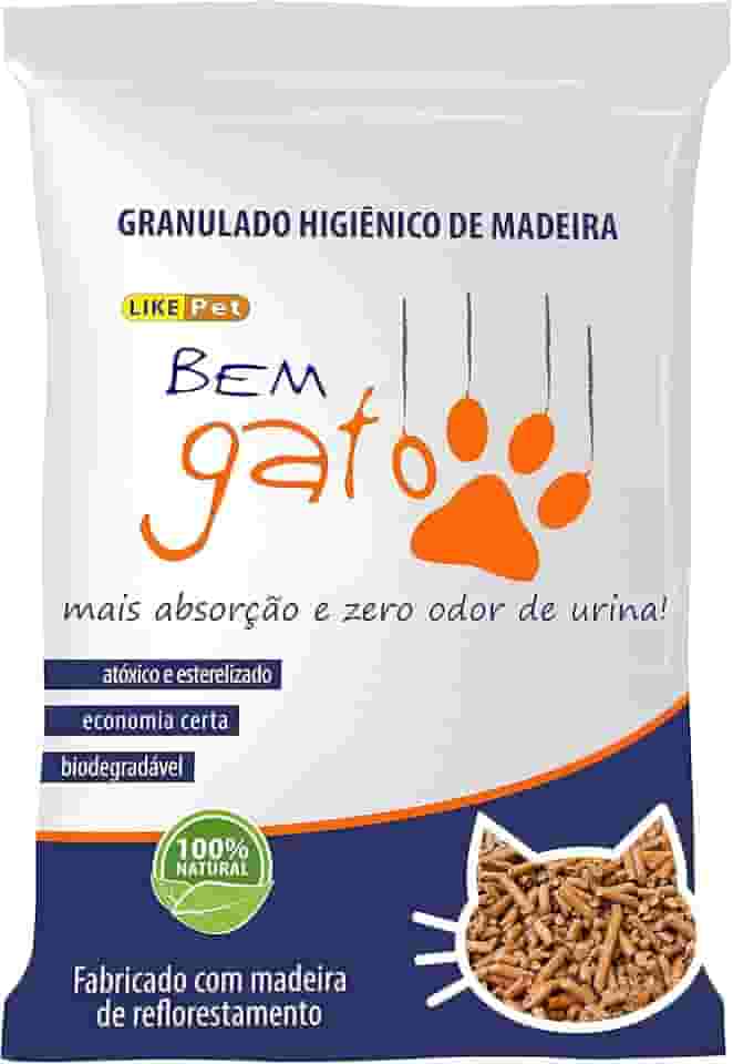 Granulado Higiênico de Madeira Bem Gato, Like Pet, Marrom, 15kg