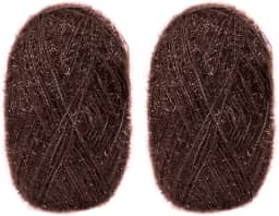 CAMAL Fio de poliéster para panos de prato para suprimentos de crochê, fio de tricô colorido brilhante para panos de prato, artesanato DIY, 2 pacotes 109 jardas por novelo (café)