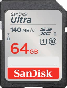 SanDisk Cartão de memória Ultra SDXC UHS-I de 64 GB - até 140 MB/s, C10, U1, Full HD, cartão SD - SDSDUNB-064G-GN6IN