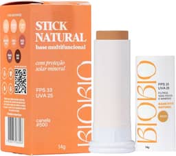 Base Stick BioBio - Textura Aveludada com Cobertura Construível e Proteção UV (Canela, #500)