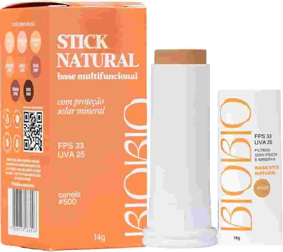 Base Stick BioBio - Textura Aveludada com Cobertura Construível e Proteção UV (Canela, #500)