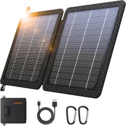 GOODaaa Carregador Solar Portátil de 10 W com Saídas Usb Duplas Tamanho Dobrável Super Prático Painéis Solares de Alta Eficiência de Conversão de 24%, À Prova D'Água e À Prova de Poeira e À Prova de C