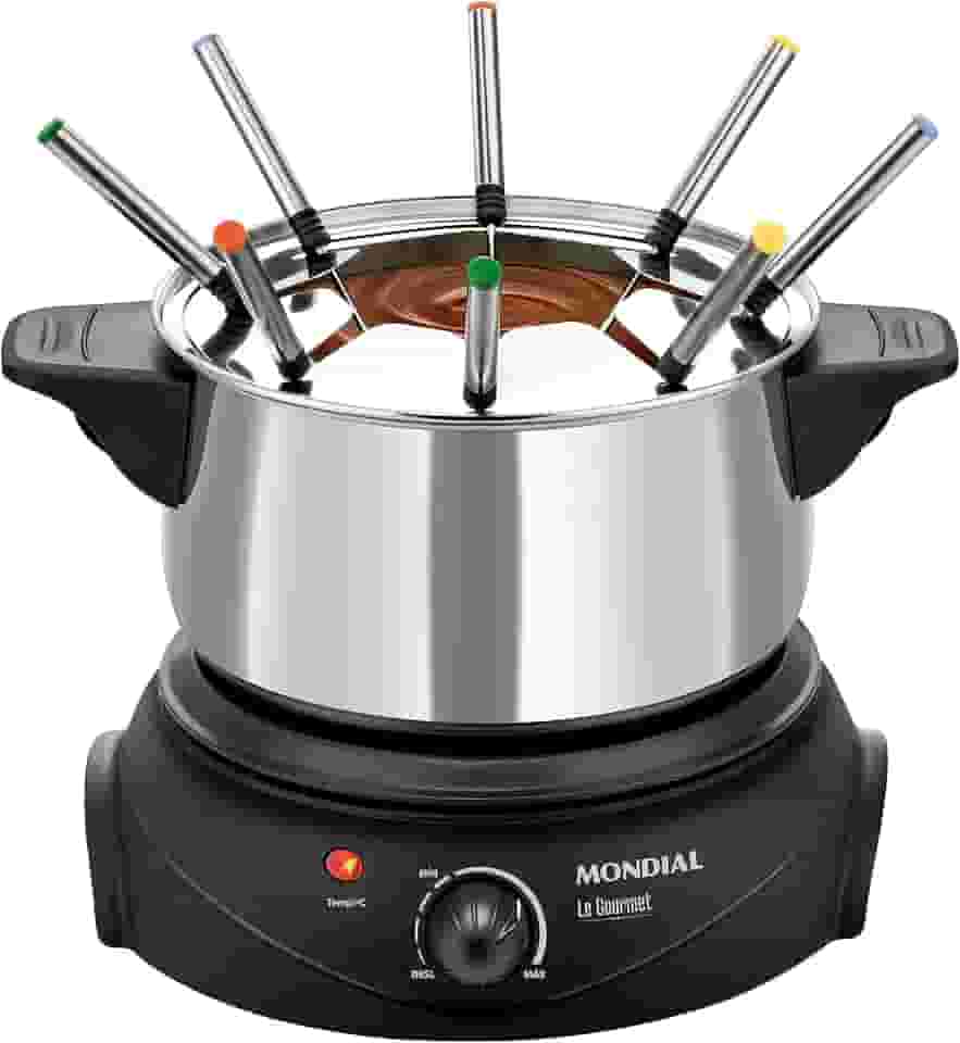 MONDIAL Panela Elétrica de Fondue, Preto/Prata, 1200W, 110V - FD-02