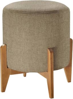 Puff em Linho Redondo Otavio Agarb Decor Cor:Linho Bege